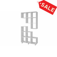 Manhattan Comfort 2-26AMC6 Cascavel Stair Cubby with 6 Cube Shelves in White. Set of 2